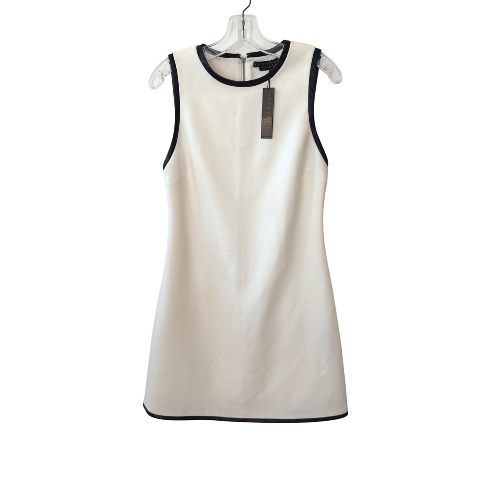 NWT $350 ALICE + OLIVIA Cream Black Classic Luxe Minimalist Designer Dress Sz 6